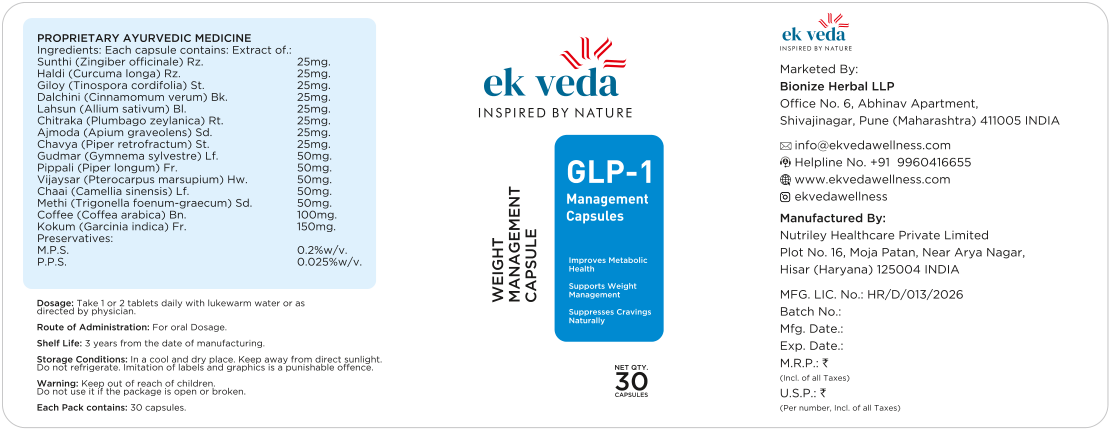 Original Ek Veda GLP-1 Management Capsules package